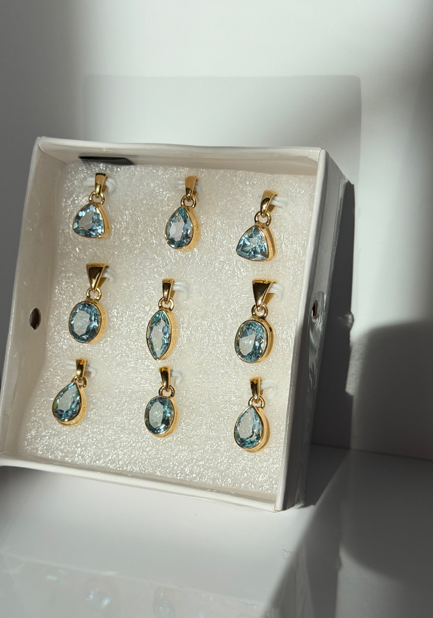 Authentic Blue Topaz Pendant - 18k Gold Plated over 925 Sterling Silver