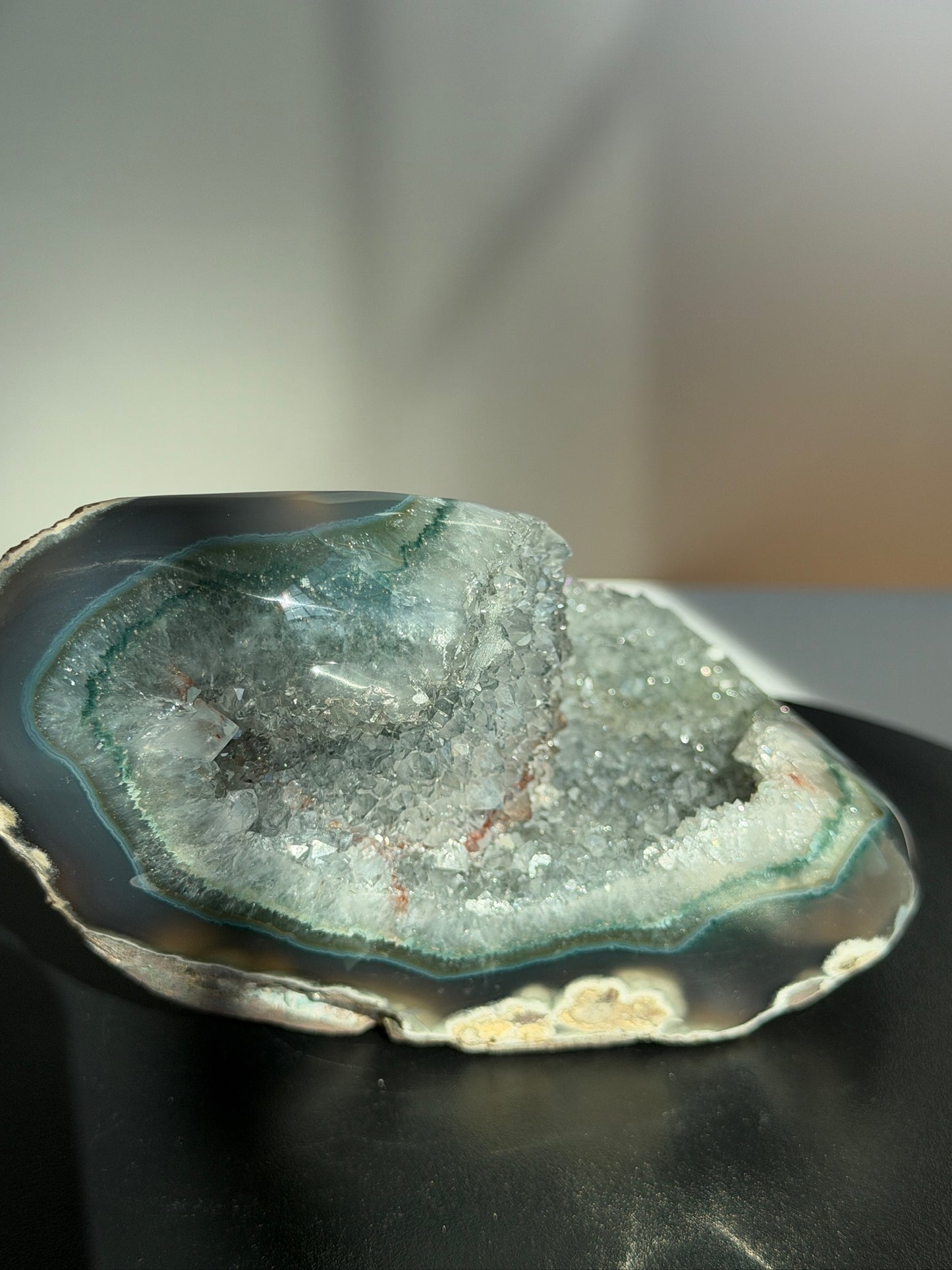 High-Grade Unique Bi-color Green Amethyst on Agate Freeform  - Rare!