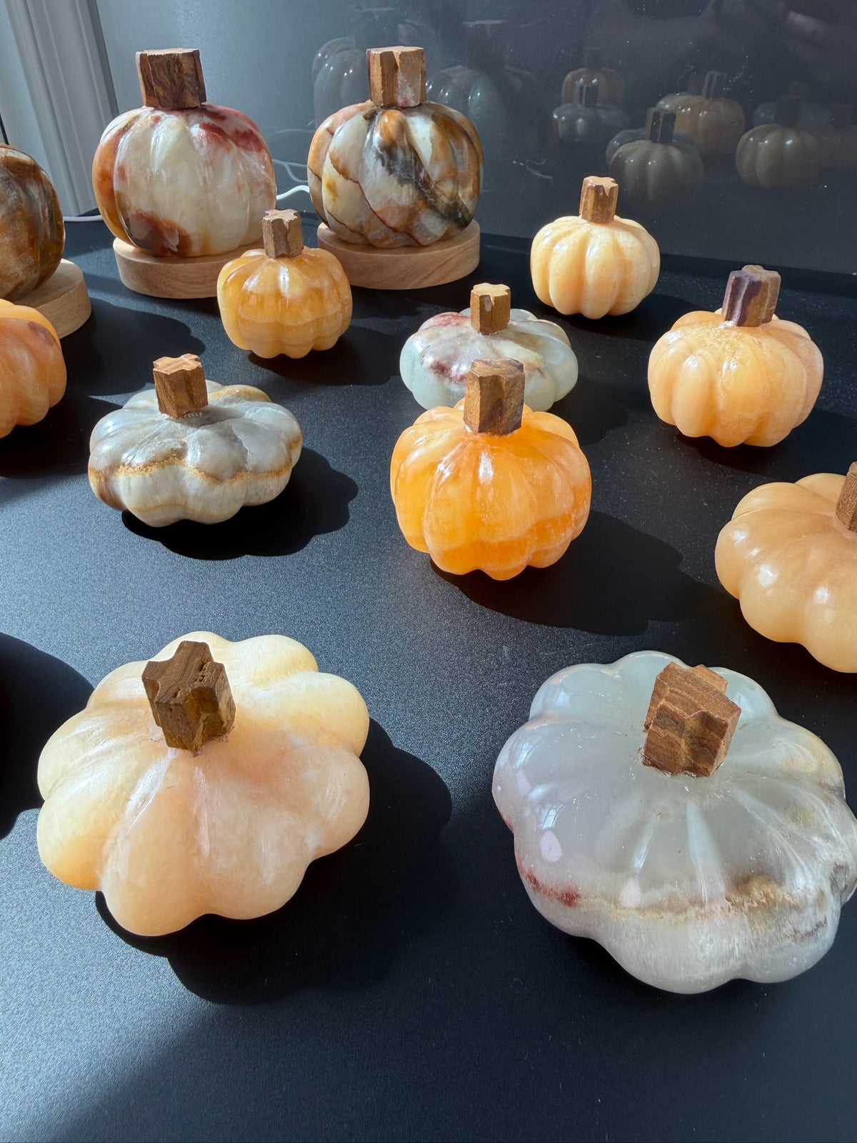 Mexican Calcite Onyx Pumpkins & Pumpkin Lamps | Hand-Carved | Quality | Fall Halloween Decor