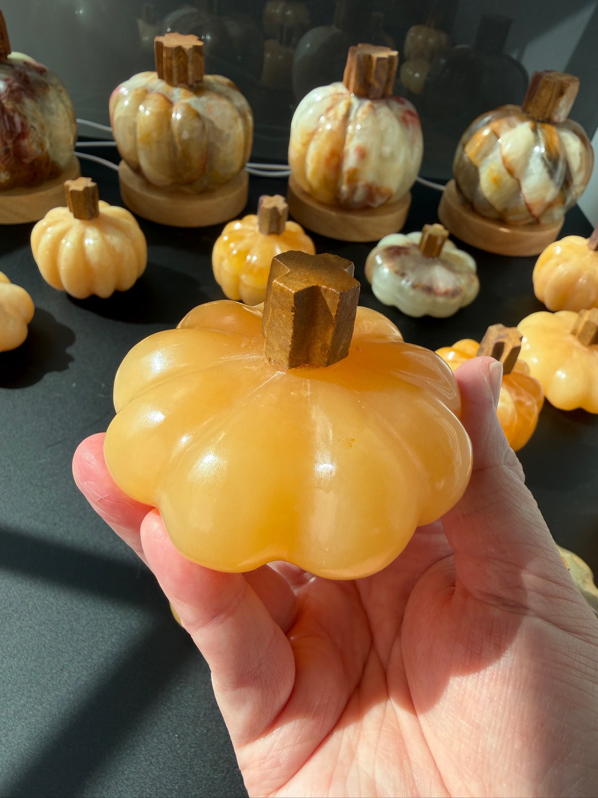 Mexican Calcite Onyx Pumpkins & Pumpkin Lamps | Hand-Carved | Quality | Fall Halloween Decor