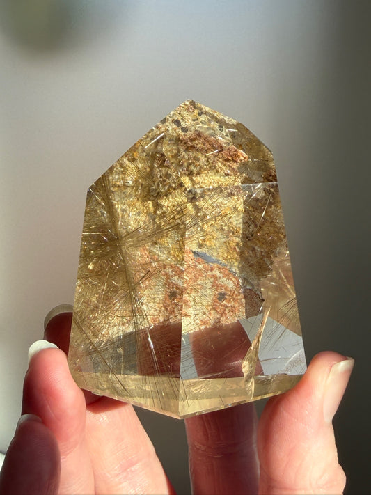 Silver Rutilated Quartz with Lodolite Freeform