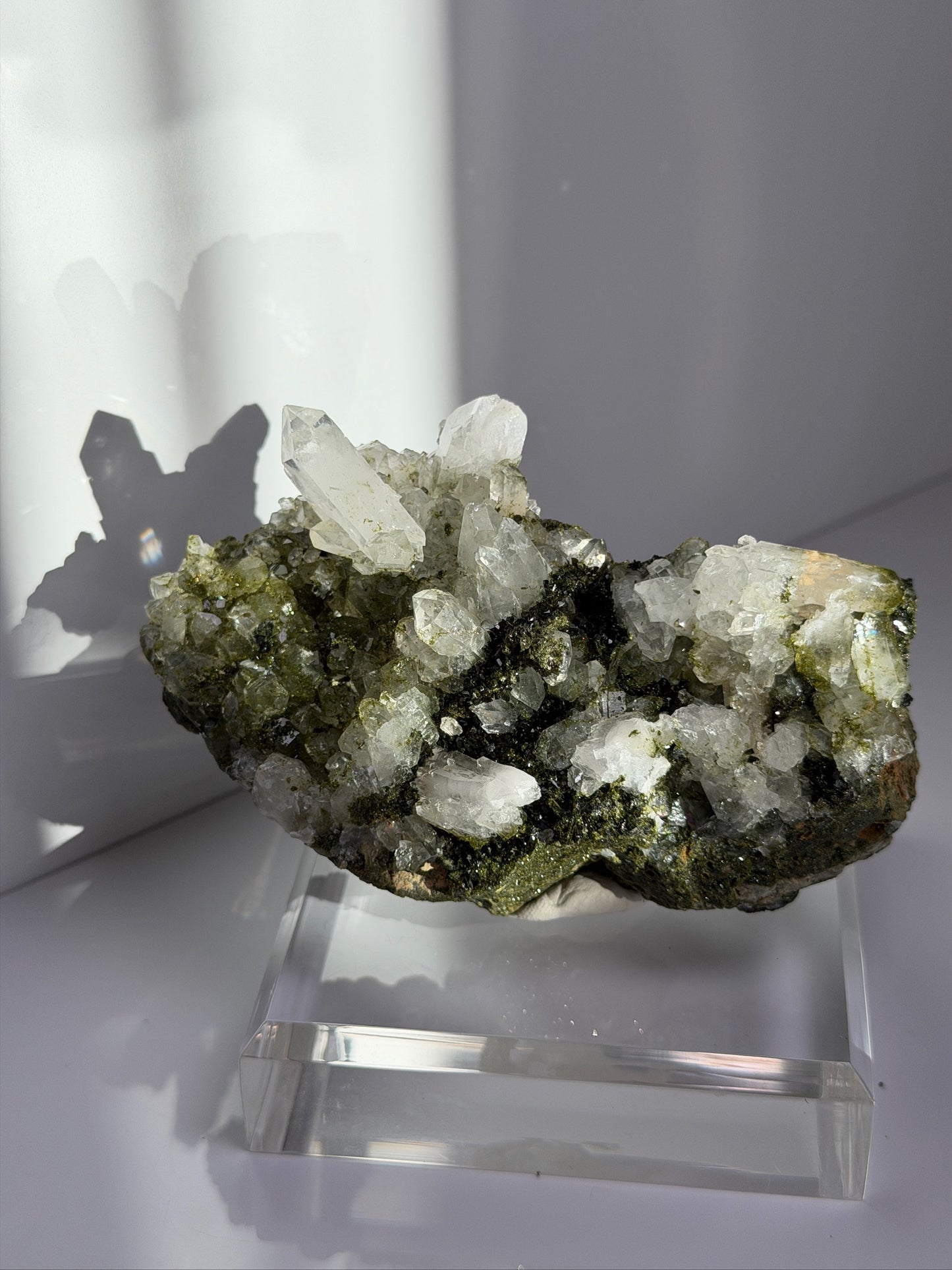Deep Forest Green Epidote with Quartz
